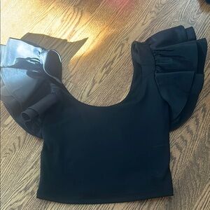Elegant Black Ruffle Sleeve Top